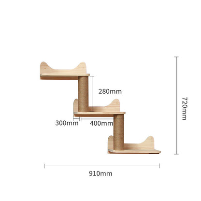 Modular Wall-Mounted Cat Climbing Frame – Solid Wood Shelves & Platforms