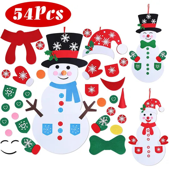 DIY Felt Christmas Snowman Decoration Set | 54 Pieces