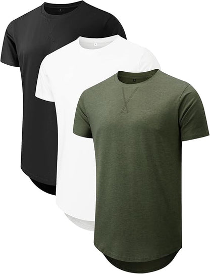 Men's Printed Mesh Cotton Blend T-Shirt - Loose Fit Crew Neck 14 Colours S-3XL