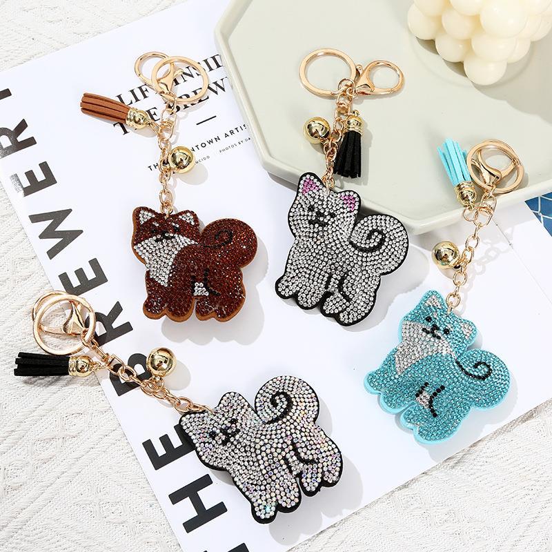 Leather Tassel & Crystal Keychain Pendant