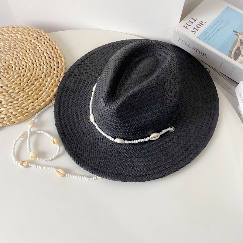 Women's Papyrus Conical Sun Hat with Shell Chain | Bohemian Summer Hat