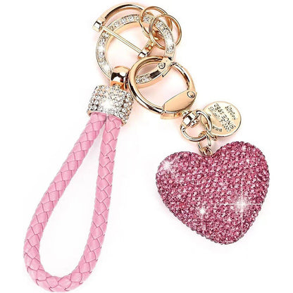 Crystal Heart Rhinestone Keychain | Zinc Alloy Charm | 8 Colours