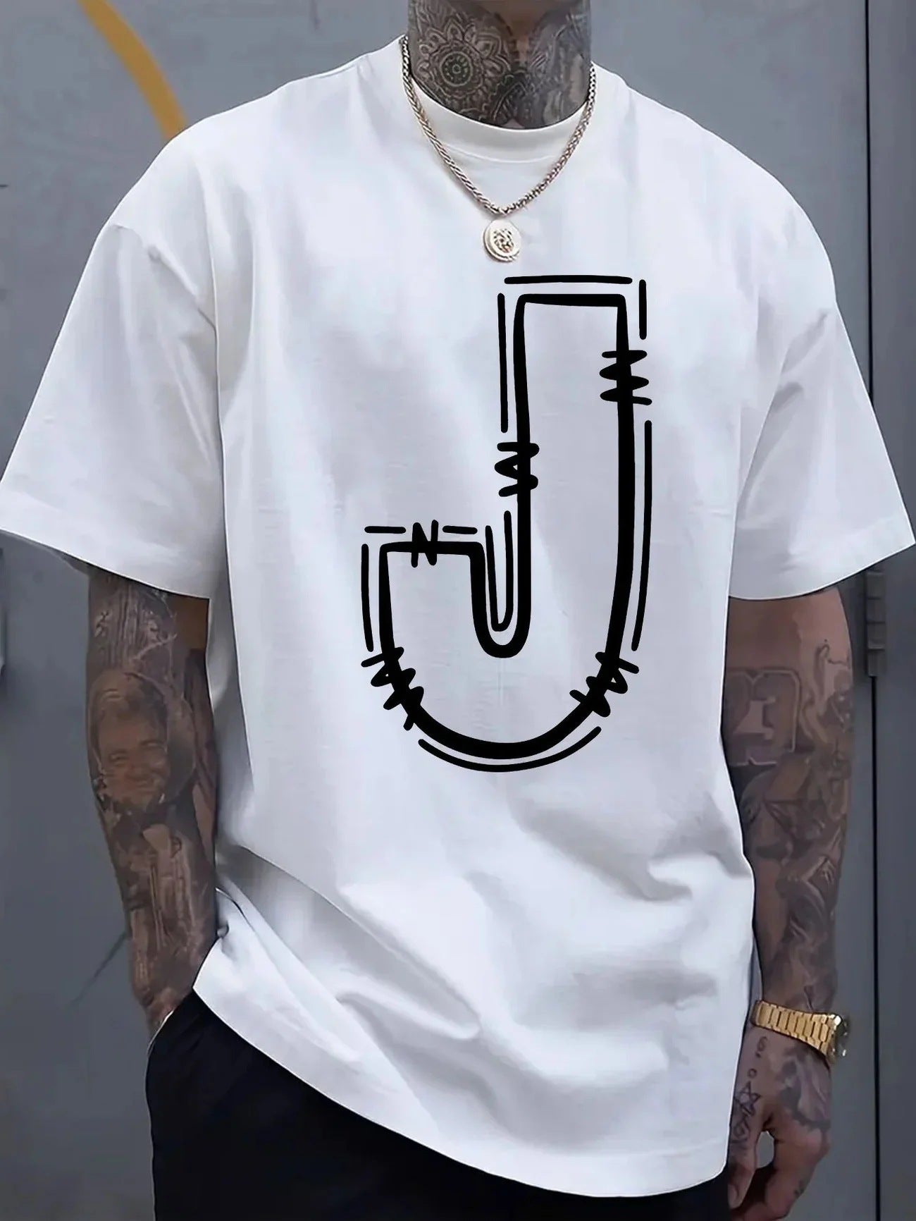 Men's Printed Crew-Neck T-Shirt - Short Sleeve Cotton Graphic Tee 5 Styles