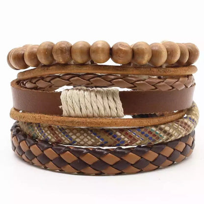 Men's Vintage Leather Bracelet – Woven & Knitted Styles, 30 Designs