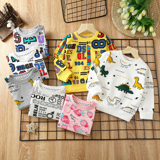 Kids Graphic Print Long Sleeve Cotton T-Shirt – 12 Designs