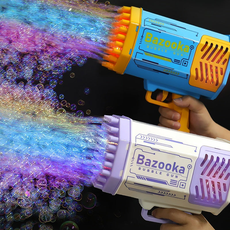 69-Hole Rocket Bubble Gun with LED Lights - Kids Bubble Toy