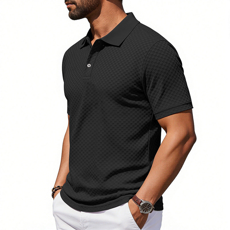 Men's Plaid Collared Polo Shirt | Breathable Short Sleeve