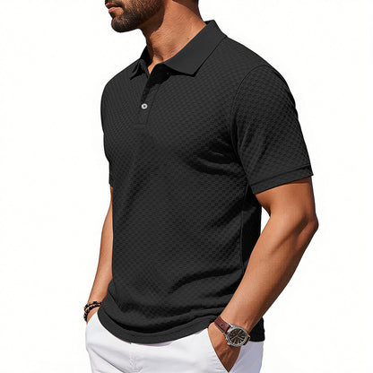 Men's Plaid Collared Polo Shirt | Breathable Short Sleeve