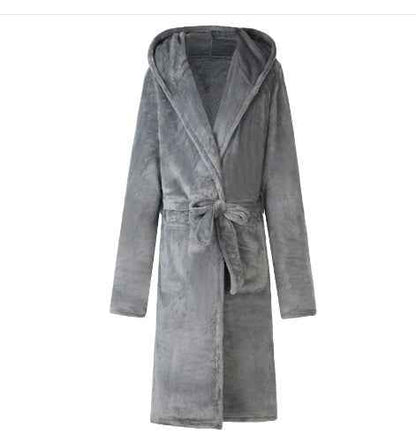 Unisex Hooded Nylon Bathrobe – Soft Double-Sided Velvet Lined Lounge Robe