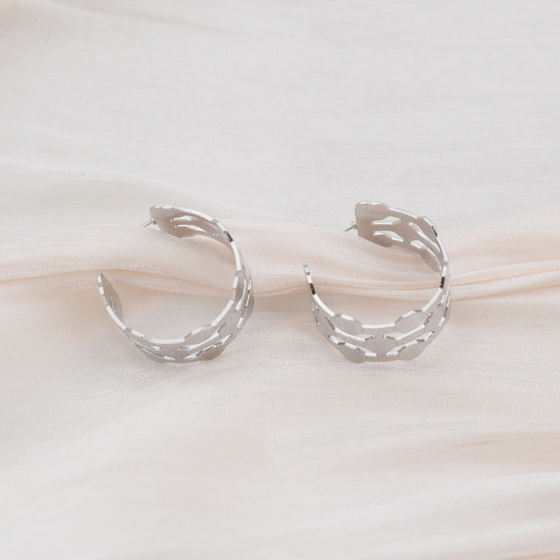 Dainty Hollow-Out Circular Earrings | Geometric Alloy Earrings for Women