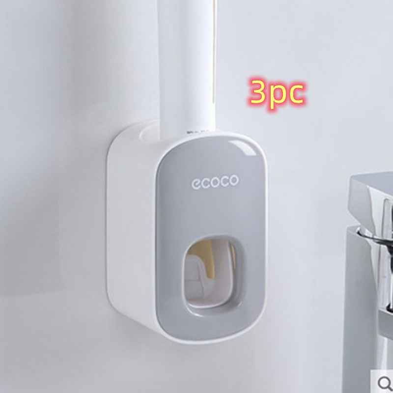 Wall-Mounted Automatic Toothpaste Dispenser & Toothbrush Holder Set