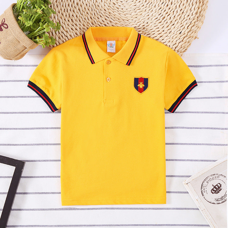 Boys' Short Sleeve Cotton Polo Shirt | Moisture Wicking Lapel Kids Top