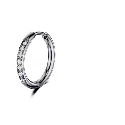 Stainless Steel Earrings With Diamond Zirconia And Plain Rings