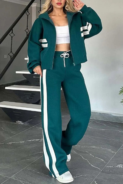 Women's Striped Zip Jacket & Trouser Co-ord Set | S-5XL | 5 Colours