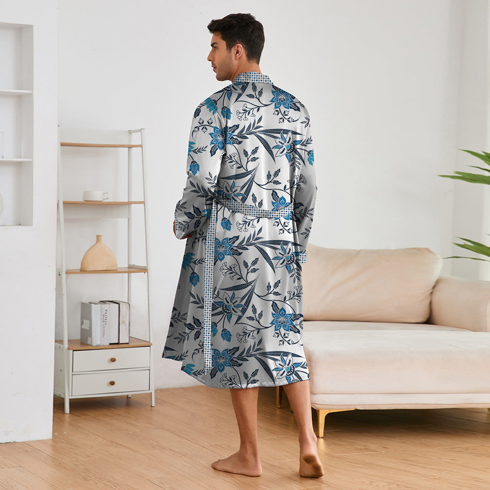 Men's Printed Robe & Shorts Set | Lightweight Silk Loungewear