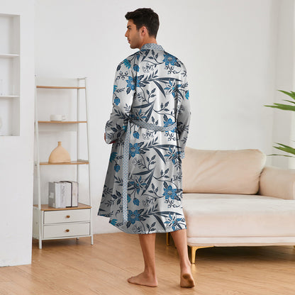 Men's Printed Robe & Shorts Set | Lightweight Silk Loungewear