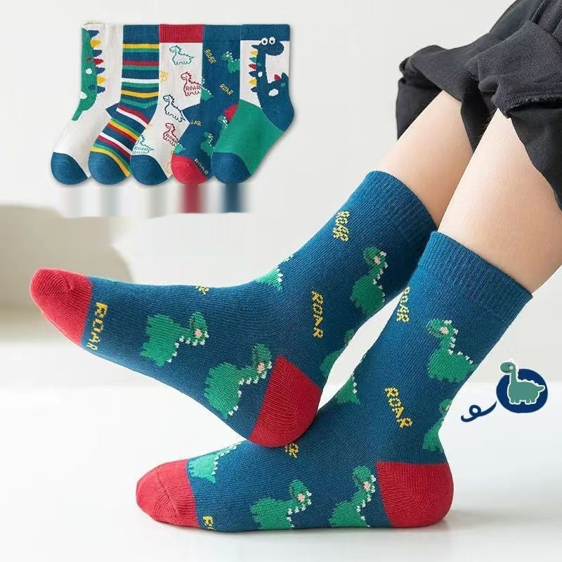Children's Cartoon Cotton Socks – Dinosaur, Car & Bear | Kids Socks