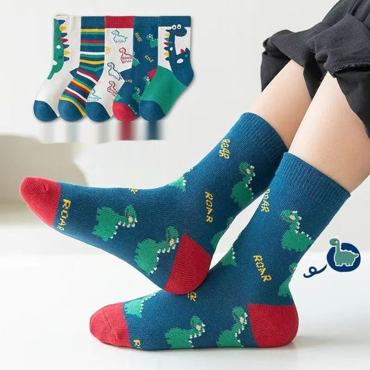 Children's Cartoon Cotton Socks – Dinosaur, Car & Bear | Kids Socks