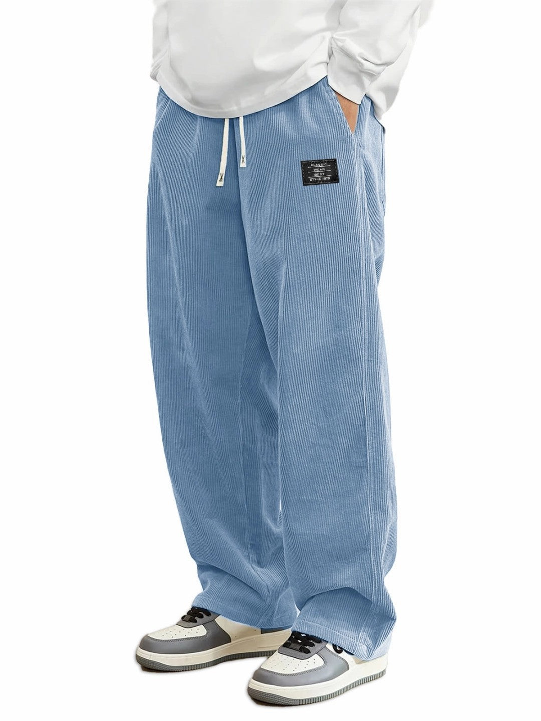 Men's Corduroy Straight-Leg Trousers with Belt | 10 Colours S-5XL