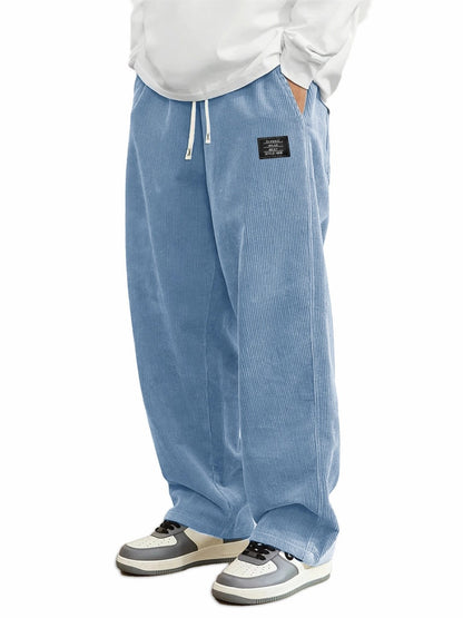 Men's Corduroy Straight-Leg Trousers with Belt | 10 Colours S-5XL