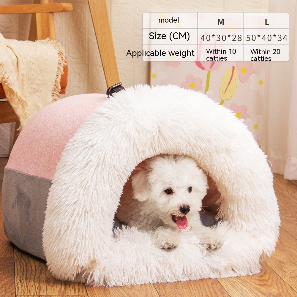 Portable Plush Pet Bed – Warm Nest for Dogs & Cats | 6 Colours | Sizes M & L