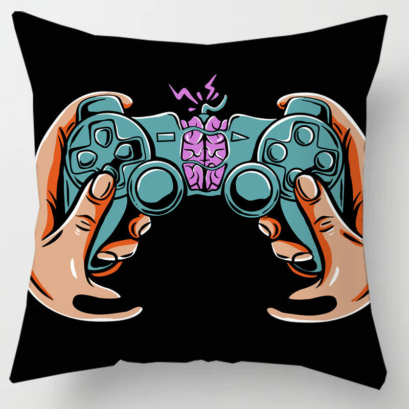 Cartoon & Gaming Print Cushion Cover 45x45cm – Peach Skin Pillowcase
