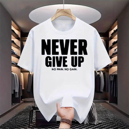 Men's Letter Print Crew-Neck T-Shirt - Short Sleeve Cotton Top 3 Colours