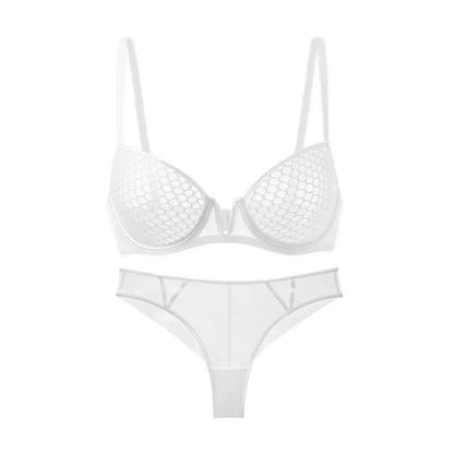 Women's French Lace 3/4 Cup Bra & Panties Set | Ultra-Thin Mould Lingerie