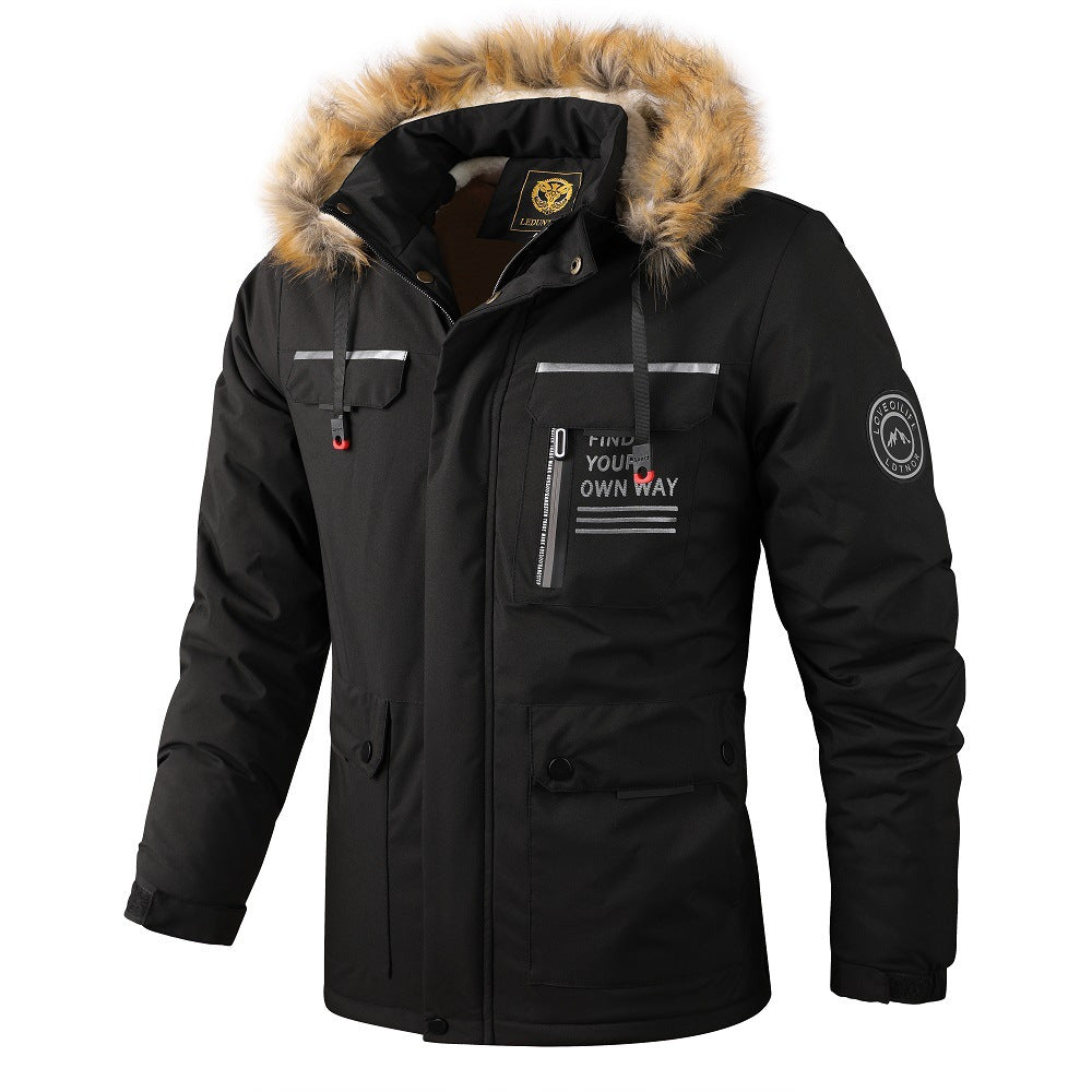 Men's Fleece-Lined Mid-Length Parka Coat | Warm Casual Outerwear