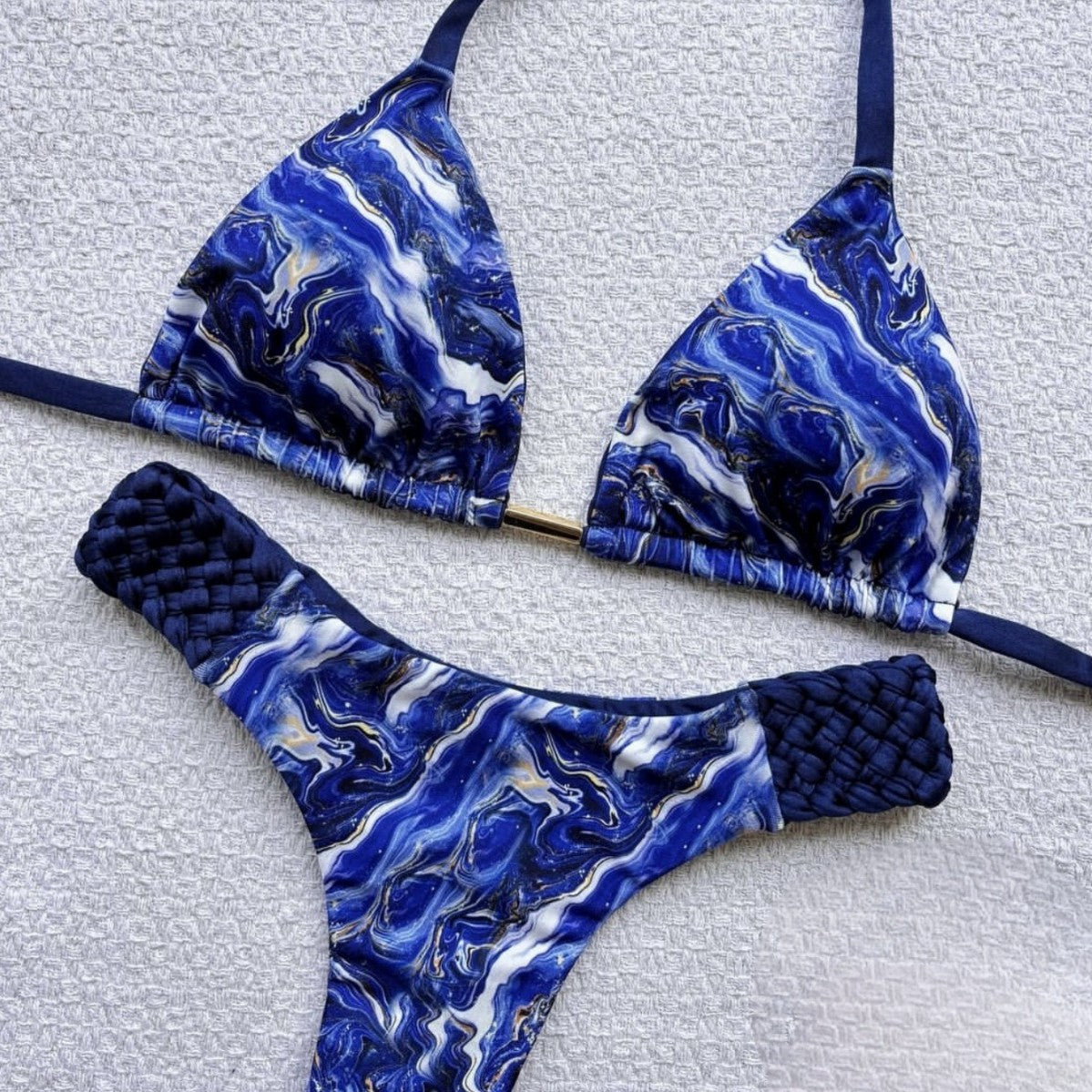 Women's Braided Rope Detail Bikini | Two-Piece Nylon Swimsuit | S–L