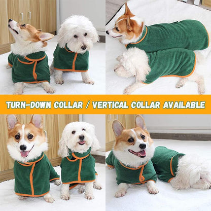 Microfibre Dog Bathrobe | Super Absorbent Quick-Dry Coat with Hook & Loop