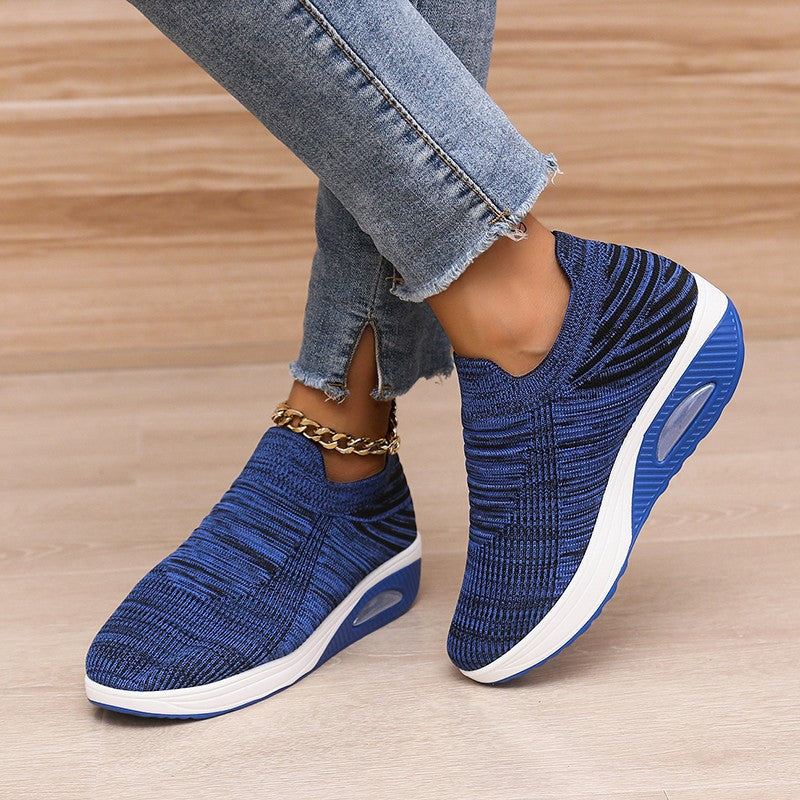 Women's Mesh Wedge Heel Trainers | Breathable Colour Block Shoes