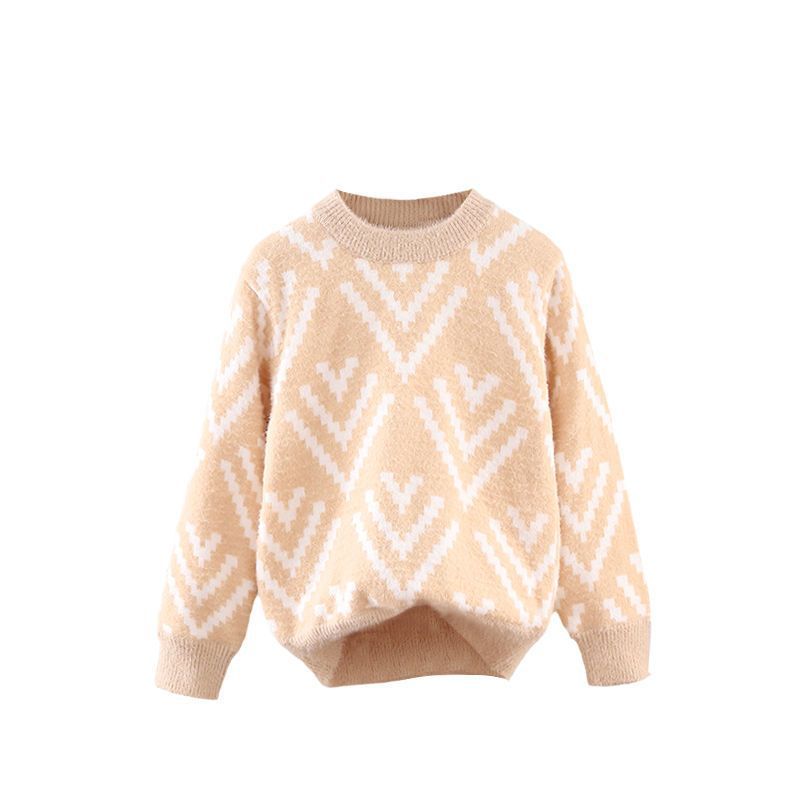 Girls Fluffy Knit Pullover Sweater – Soft Round Neck Top
