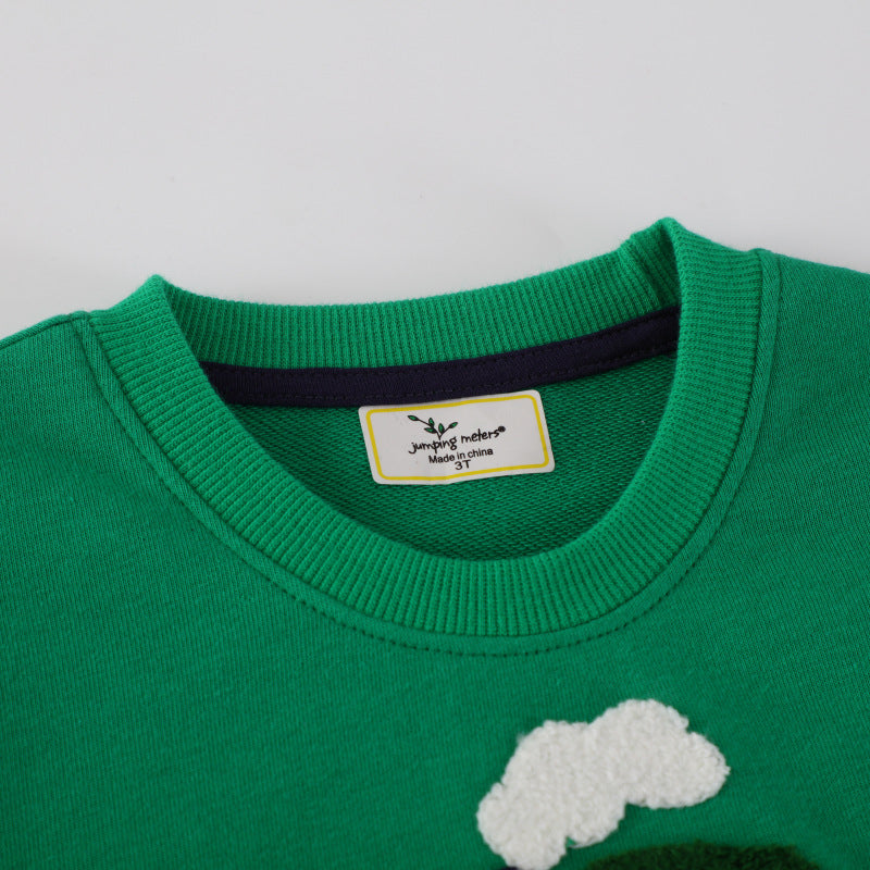 Kids Excavator Embroidered Cotton Sweatshirt | Long Sleeve