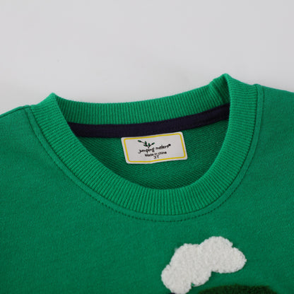 Kids Excavator Embroidered Cotton Sweatshirt | Long Sleeve