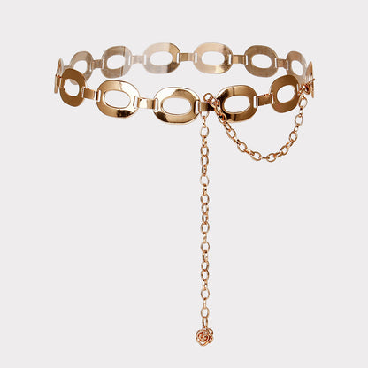Women's Gold Waist Chain Belt – Hollow-Out Alloy Body Jewellery