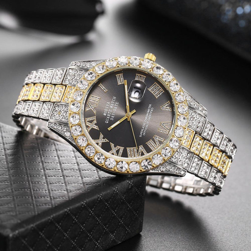 Roman Numeral Quartz Watch | Steel Band Men's Fashion Watch