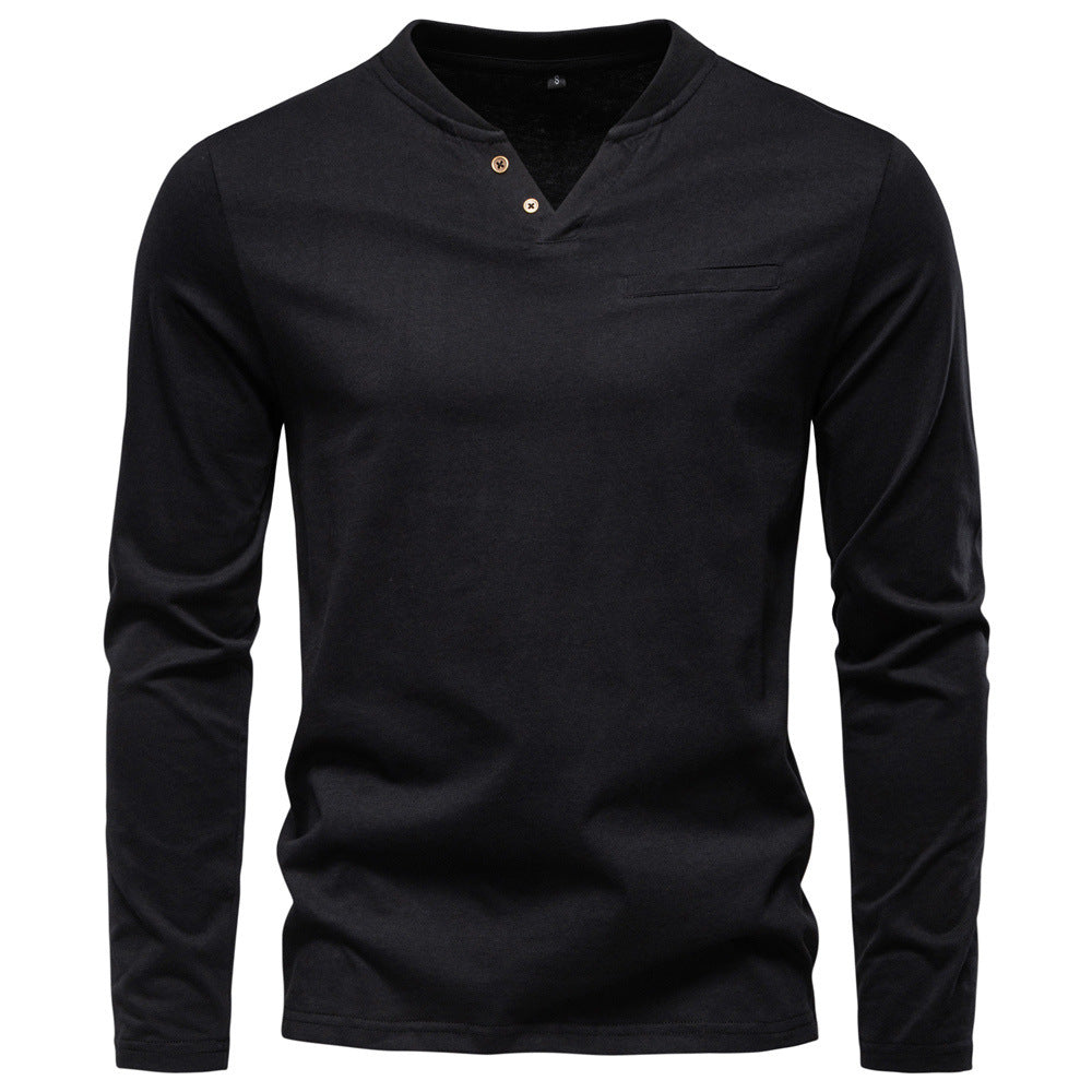 Men's V-Neck Slim Fit Base Layer Top – Cotton Casual Pullover