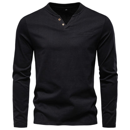 Men's V-Neck Slim Fit Base Layer Top – Cotton Casual Pullover