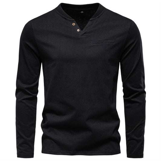 Men's V-Neck Slim Fit Base Layer Top – Cotton Casual Pullover
