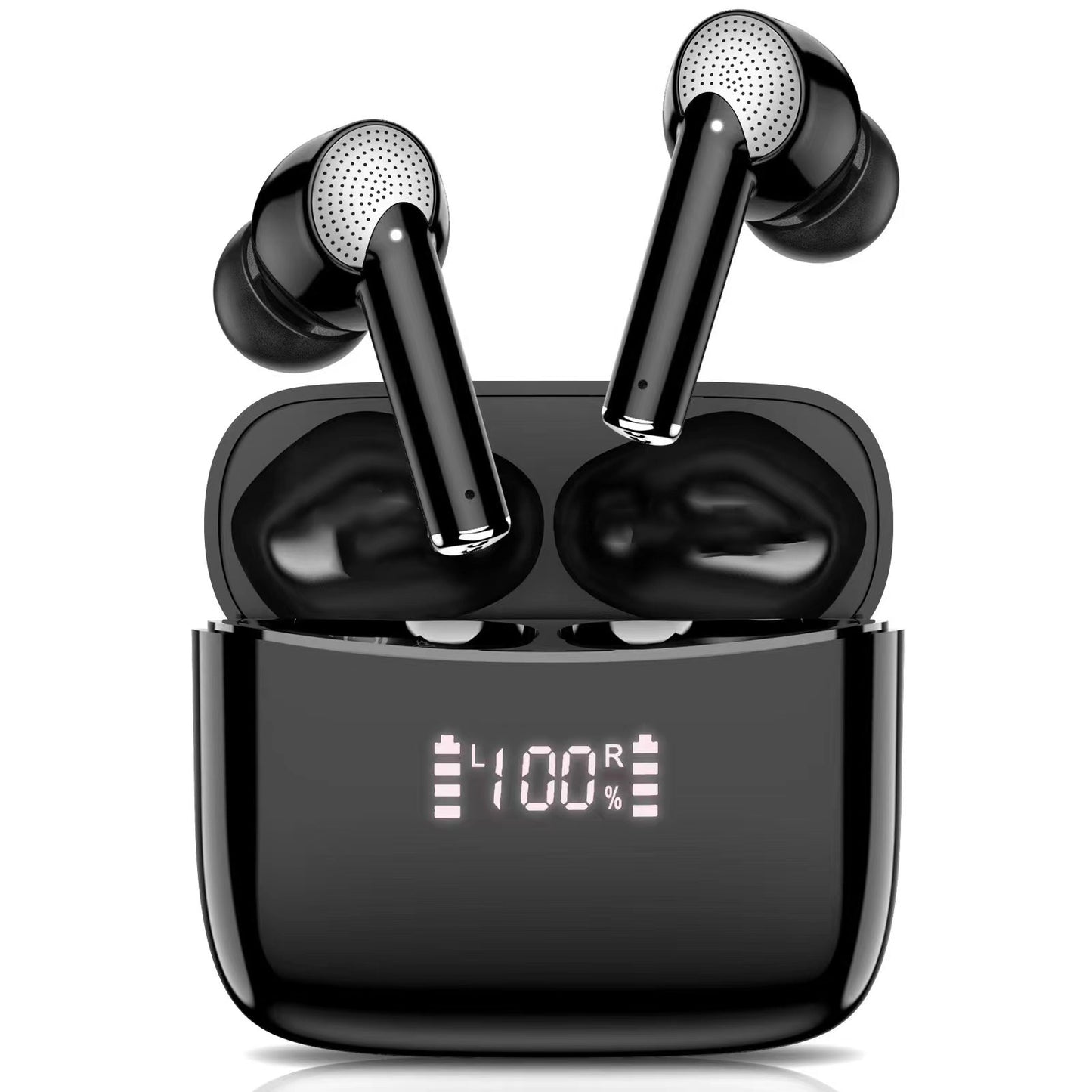 Touch Control Wireless Earbuds — Bluetooth 5.0 Semi In-Ear with Digital Display Charging Case
