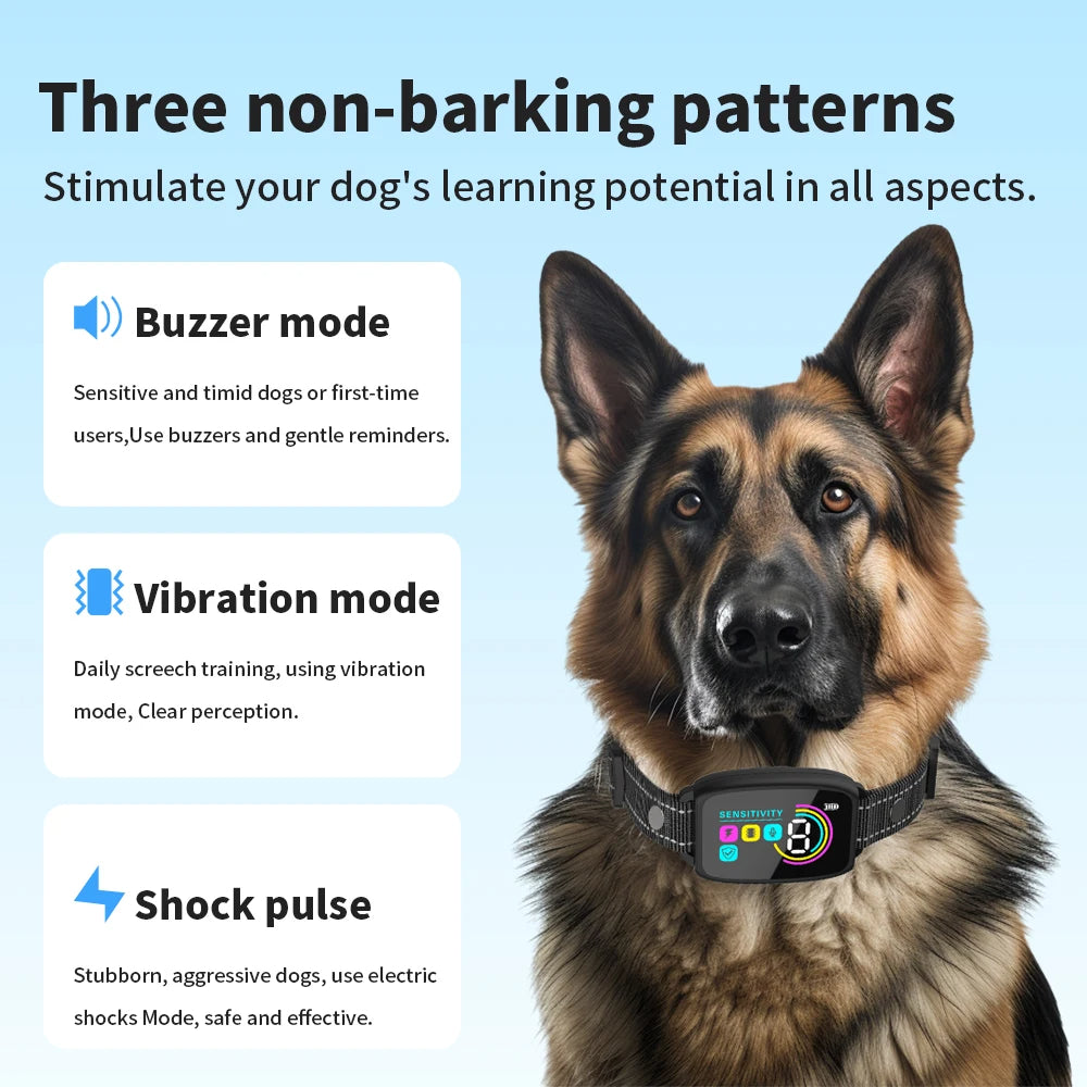 Smart AI Bark Control Collar | 4-Mode Rechargeable Anti-Bark Collar LCD IP67