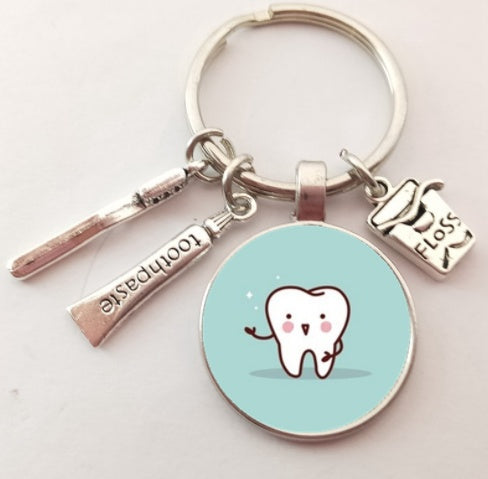 Novelty Tooth Glass Charm Keychain | 9 Styles