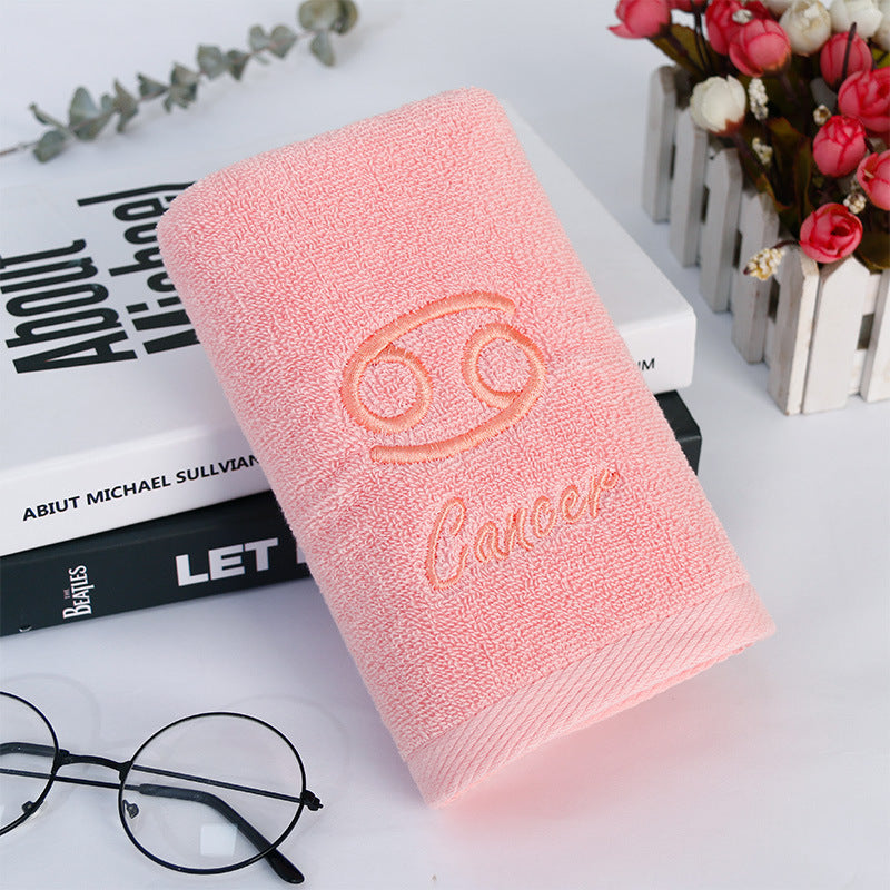 Zodiac Constellation Embroidered Cotton Towel | All 12 Star Signs | 2 Sizes