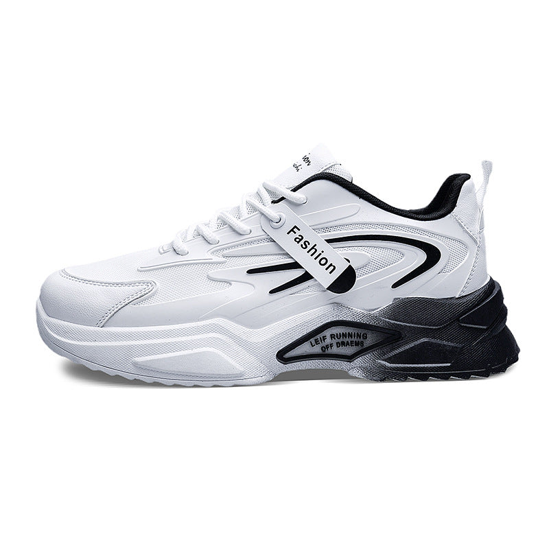 Breathable Mesh Running Trainers - Flat Rubber Sole Lace-Up Sports Shoes