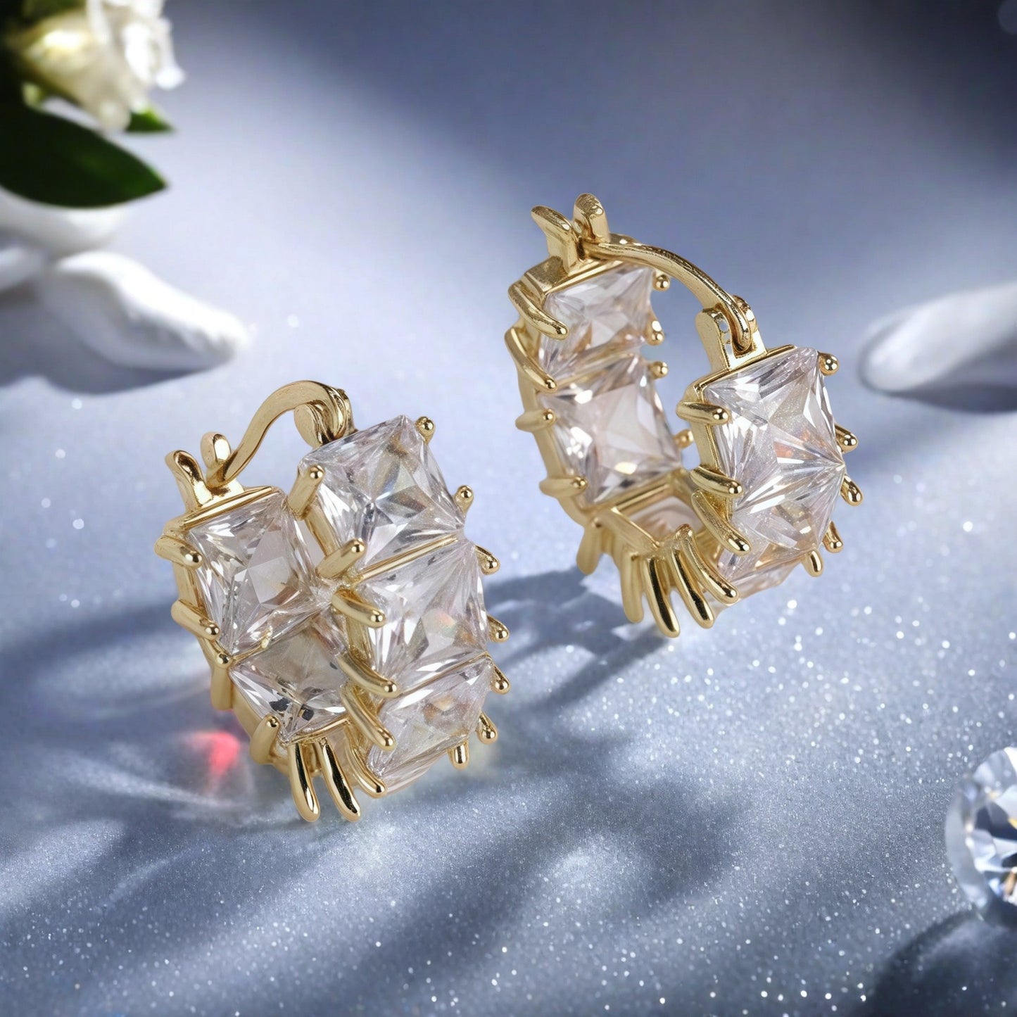 Crystal Zircon Ear Clips | Copper Electroplated Earrings for Women