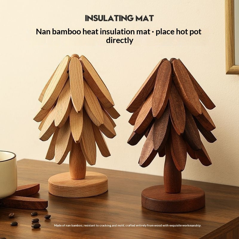 Wooden Tree Trivet & Placemat Set | Heat-Resistant | Natural Wood & Walnut