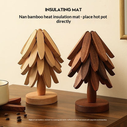 Wooden Tree Trivet & Placemat Set | Heat-Resistant | Natural Wood & Walnut