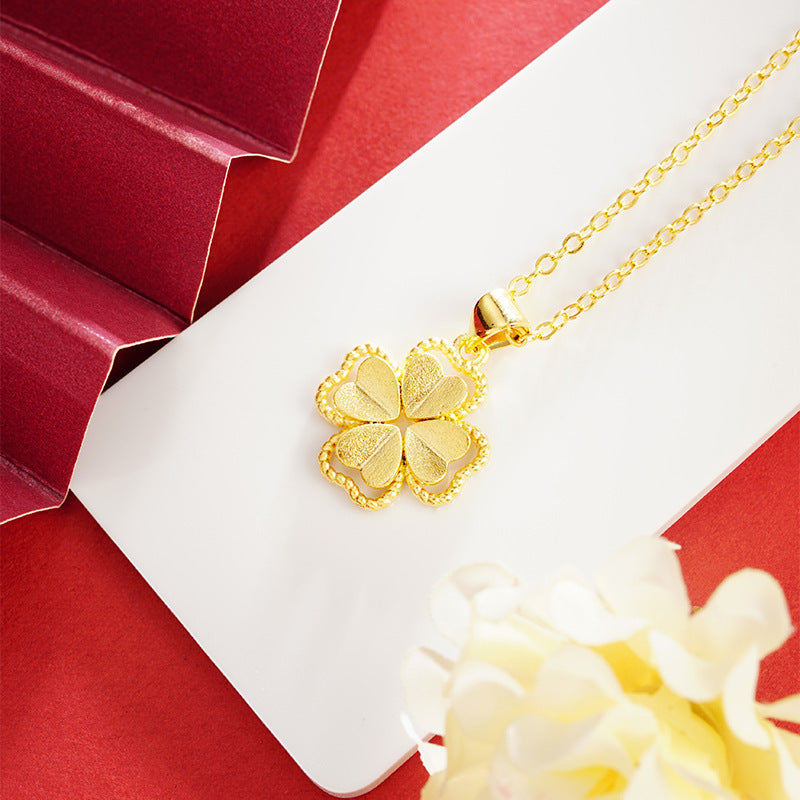 Four-Leaf Clover Electroplated Clavicle Chain Necklace