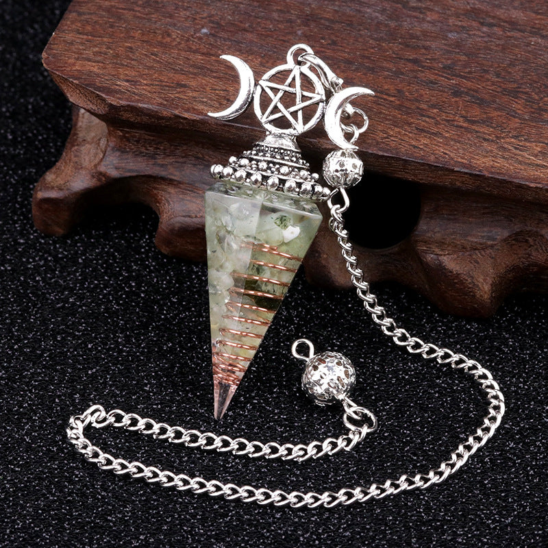 Hexagonal Pyramid Crystal Gemstone Pendant Necklace